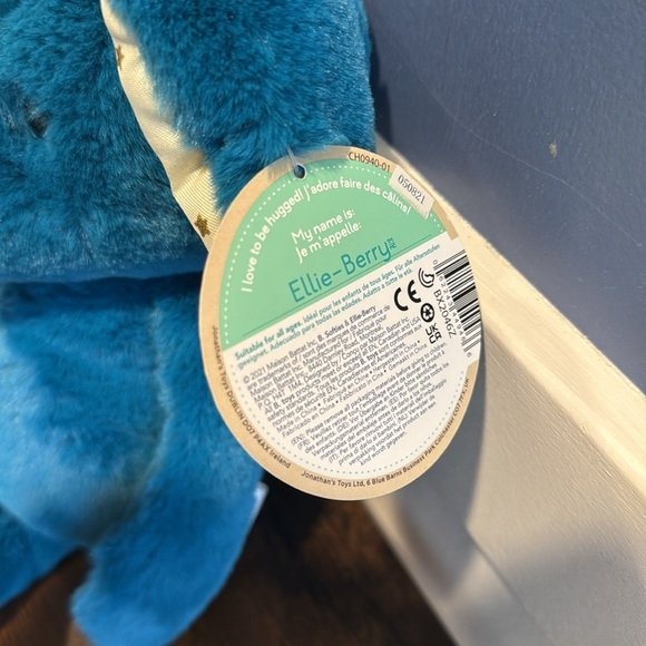 Plush Elephant Ellie-Berry B. Toys Plush Blue - Soft Stuffed Animal NEW with Tag - Picture 3 of 10